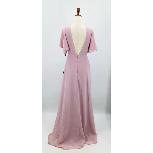 Lulu’s M mauve purple vneck split flutter sleeve A-line maxi dress NWT - Picture 2 of 8